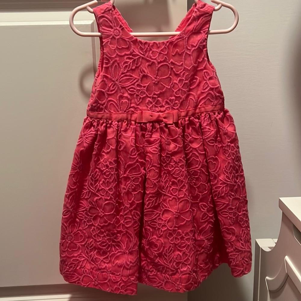 Dark pink floral embroidered dress